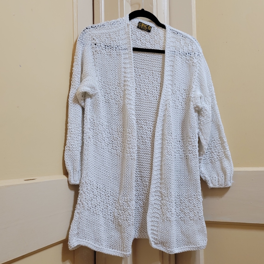 Rico made in Thailand Open Knit White Cotton Cardigan